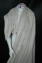 Linen sweatshirt Fleece Knit fabric Linen Recycled poly oatmeal color by yard