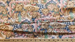 1996 Daisy Kingdom “Pillow Bears Allover” 100% cotton flannel #2254 Teddy Bunny