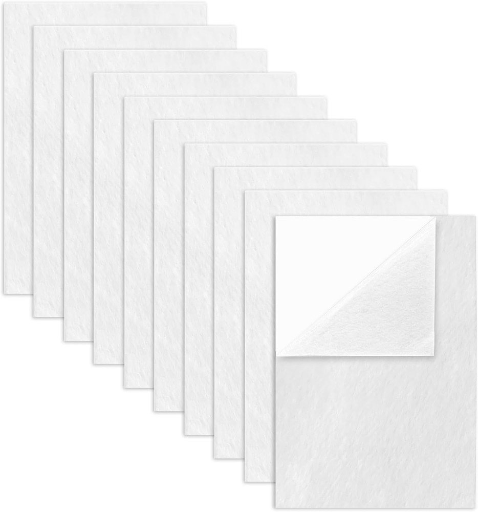 10 Pack Self Adhesive Felt Sheets – White Felt Fabric with Adhesive Backing – Pe