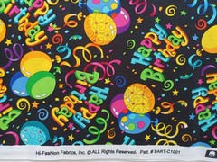 Happy Birthday Party Balloons Quilt Fabric BTY 45″ wide 100% Cotton NEW