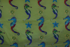 Sea Horse Star Fish Kids Large Print Duck? Fabric Green Blue Multi BTY 60″w