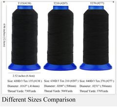 Selric Tex 135 Polyester Thread for Sewing 730Yards T135 #138 420D/3, Black