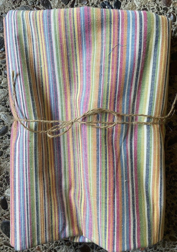 Pretty Striped Homespun Cotton Sewing Fabric Quilting 2 Yards – Muted Multicolor