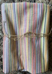 Pretty Striped Homespun Cotton Sewing Fabric Quilting 2 Yards – Muted Multicolor