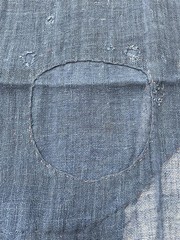 Antique Japanese BORO Indigo Kaya Mosquito Net Fabric Faded Distressed Blue 74″