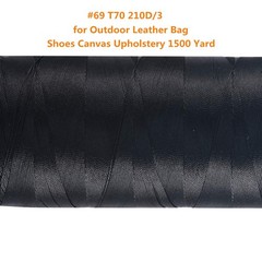 YOKER Bonded Nylon Sewing Thread 1500 Yard Size 69 T70 210D/3 #69 T70, Black