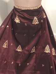 Burgundy Black Gold Iridescent Border Embroidery Sequins Fabric 50” Width 1 Yard