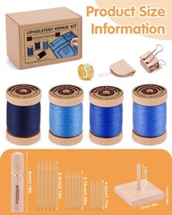 FOUSNOW Upholstery Repair Kit, Sewing 26 Pcs (Blue Thread), Multicolor