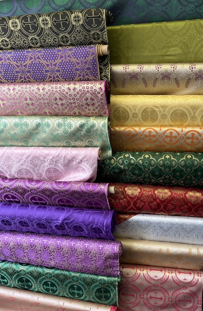 Liturgical Brocade 58” Wide Variety Of Color , Metallic Or None Metallic