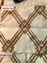 BRUNSCHWIG & FILS 2 pc Bamboo Trellis Tan 12 1/2, 13″ Embroidered Fabric Samples