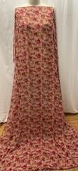 100% Silk Chiffon Autumn Fall Leaf Red Brown Orange Green Fabric By The Yard 56″