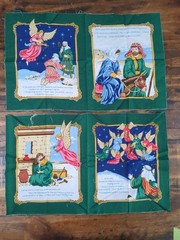 Lot of Christmas Themed Fabric, 1lb 13oz, Animals, wreaths, Baby Jesus, ornament
