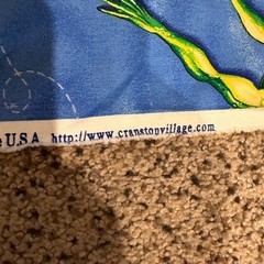 Vintage VIP Cranston Print Works Frog Dragonfly Cotton Fabric Blue Quilt 1 Yard