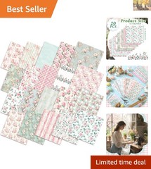 20 Pack 10”x10” Soft Polyester Cotton Floral Quilting Fabric for Spring Crafts