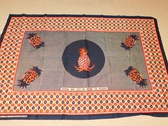 Nida Nzito KHANGA Pampa Ya TANZANIA Cotton FABRIC Panel 40×60″ Red Black Pineapp