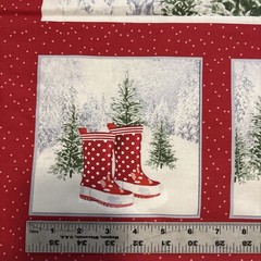 Christmas Red & White Truck Fabric 3 Panels For Quilting Read
