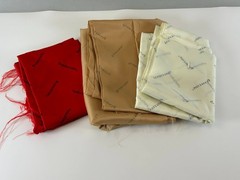 Pendleton Logo Satin Lining Fabric Gold / Beige Red Ivory 3 Pieces 4+ yds