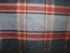 Plaid Blue Creme Rust Chromatex Mills – 5+yds=$0 S&H