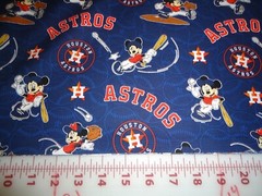 ( 1/2 Yard ) MLB Houston Astros Mickey Mouse Cotton Fabric (18″ x 44″ )