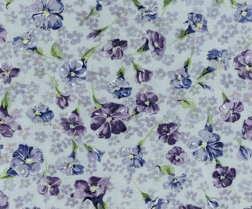 Flowers Floral Lavender Blue 60″ wide MMFAB Fabric Cotton Quilt YOU PICK LENGTH
