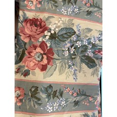 Vintage Waverly Carolina Rose Fabric Floral Stripe Cottagecore Grandmillennial