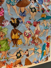 2005 Loralie Harris Designs BATHING BEAUTIES Fabric 2 Yard USA Pattern #977 HTF