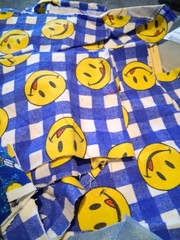 Lot H FLANNEL SMILEY FACES AND OTHER Flannel SCRAPS Various Sizes