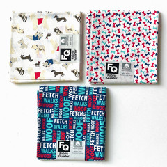 Fabric FQ Fat Quarter Set Animal Puppy Dogs Dog Theme Bones 18″x21″ 100% Cotton