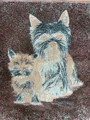 Yorkie Tapestry Fabric ( ONE PANEL ) Robert J May Artwork, Art=~17.375” x 15.75”