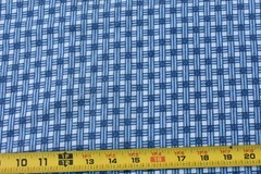 By 1/2 Yd, Blue, Navy & White Weave-Look-Print Flannel, E132