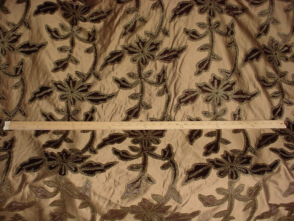 15-5/8Y Brunschwig Et Fils Embroidered Velvet Silk Crewel Upholstery Fabric