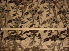 15-5/8Y Brunschwig Et Fils Embroidered Velvet Silk Crewel Upholstery Fabric