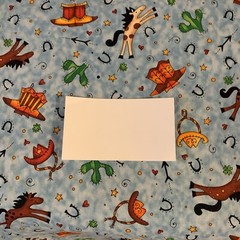 Giddyup Fabric By Kari Pearson For Quilting Treasures Horses Hats Boots Blue BTY