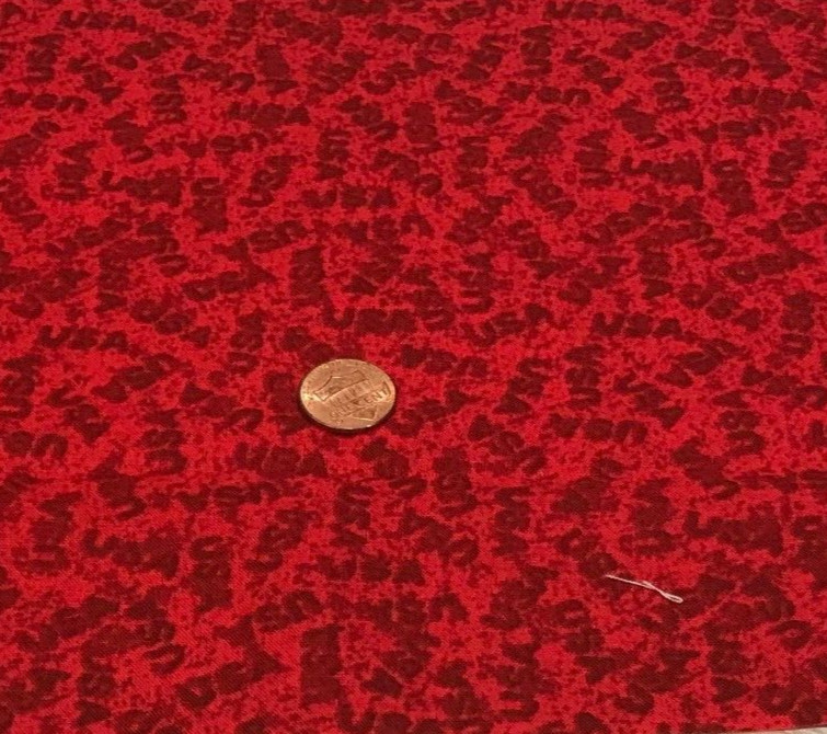 “USA” * Tonal Reds * David Textiles * 100% Cotton Remnant * 8″ x 21″