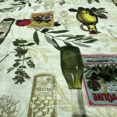 Gourmet Cuisine Olive Oil Bottle Theme Green Cotton Fabric BTHY #56