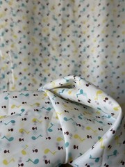1940s Vintage Yardage Music Note Novelty Print 2+ yds NWT White Blue Yellow