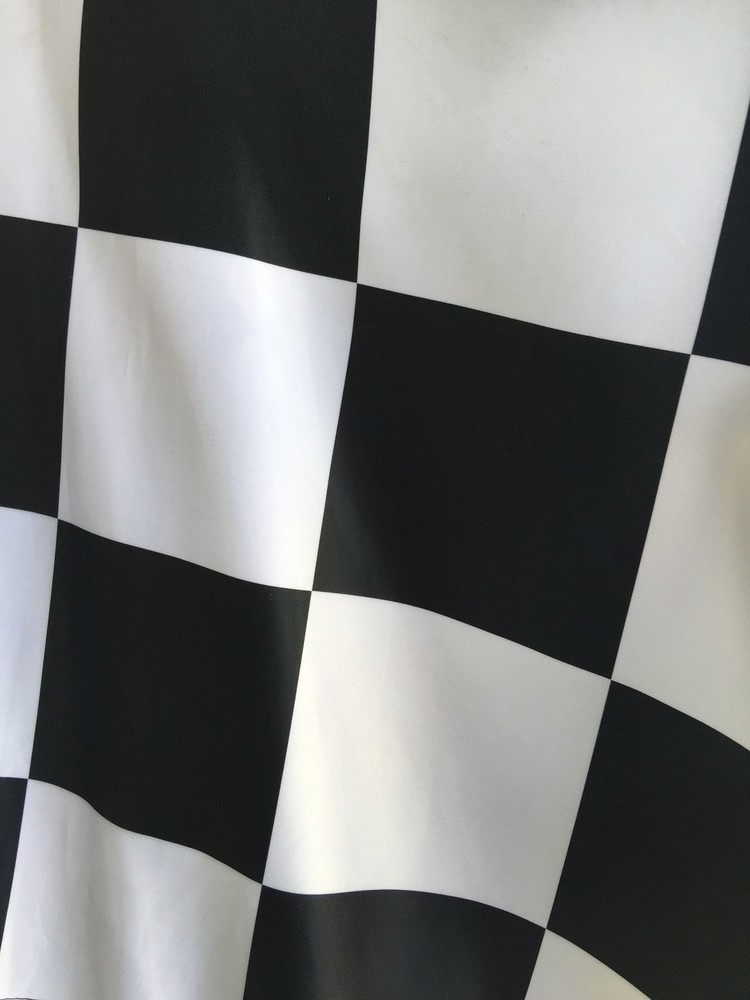 Raven BLACK & WHITE 3.5″ Checkered Pattern Polyester Heavy Matte Satin Fabric b