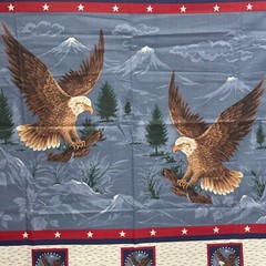 Americana Eagles USA Quilt Top Panel Wamsutta OTC Cotton Fabric Piece 35″ x 44”