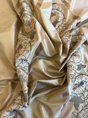10 yards 100% SILK TAFFETA STRIPE EMBROIDERED DRAPERY HOME DECOR Sage Green