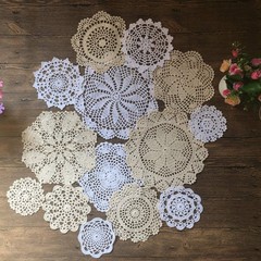 Set Of 14 Hand Crochet Doilies Cotton Crocheted Lace Doilies 410 Inches Round Wh