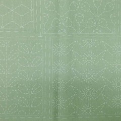 Patchwork Quilting Sewing Fabric Sashiko Botanical Green Panel 60x137cm