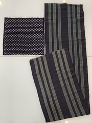 Vintage Japanese Kasuri Fabric Lot Yukinko Snow Indigo Green Striped Boro Craft