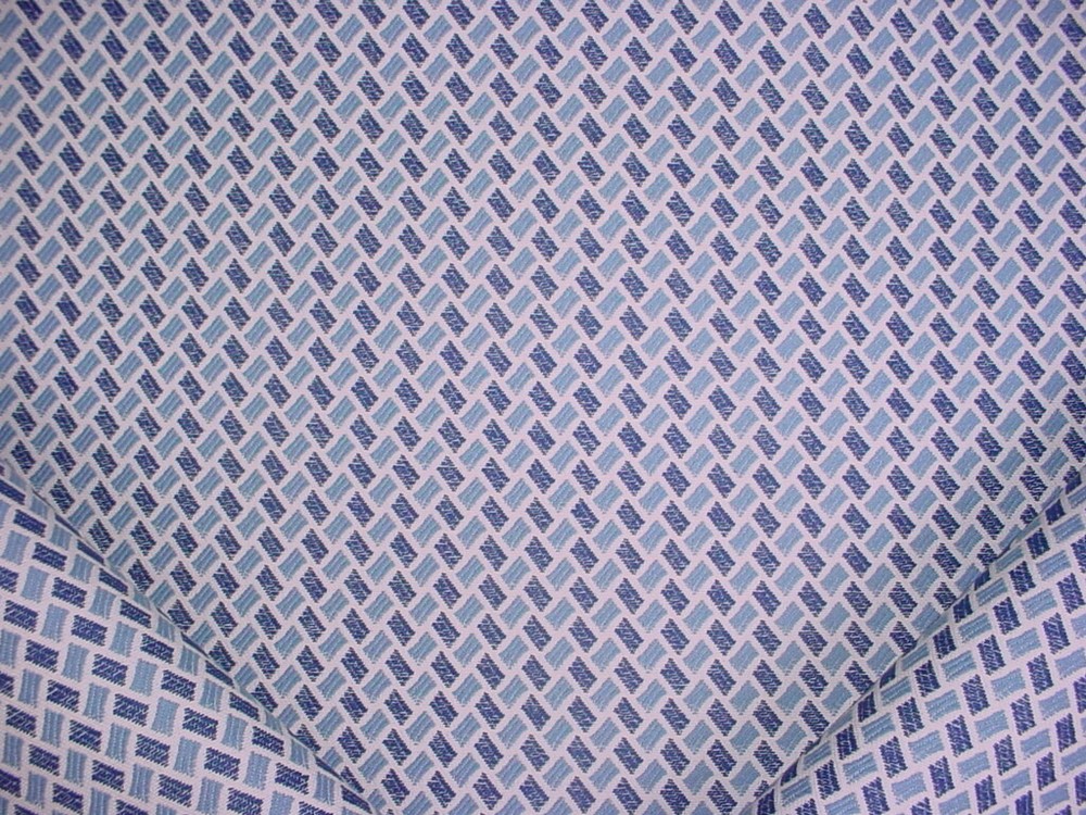 3-5/8Y Brunschwig & Fils 8015112 Briquetage Blue Brocade Upholstery Fabric