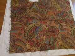 Decorator Fabric Remnant Paisley Floral Red Blue Green Gold 34” x 33”/40”