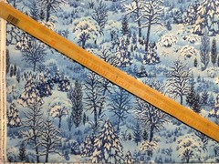 Cranston Print Works Cotton Fabric Blue,White Winter Forest Design 45″W/BTY