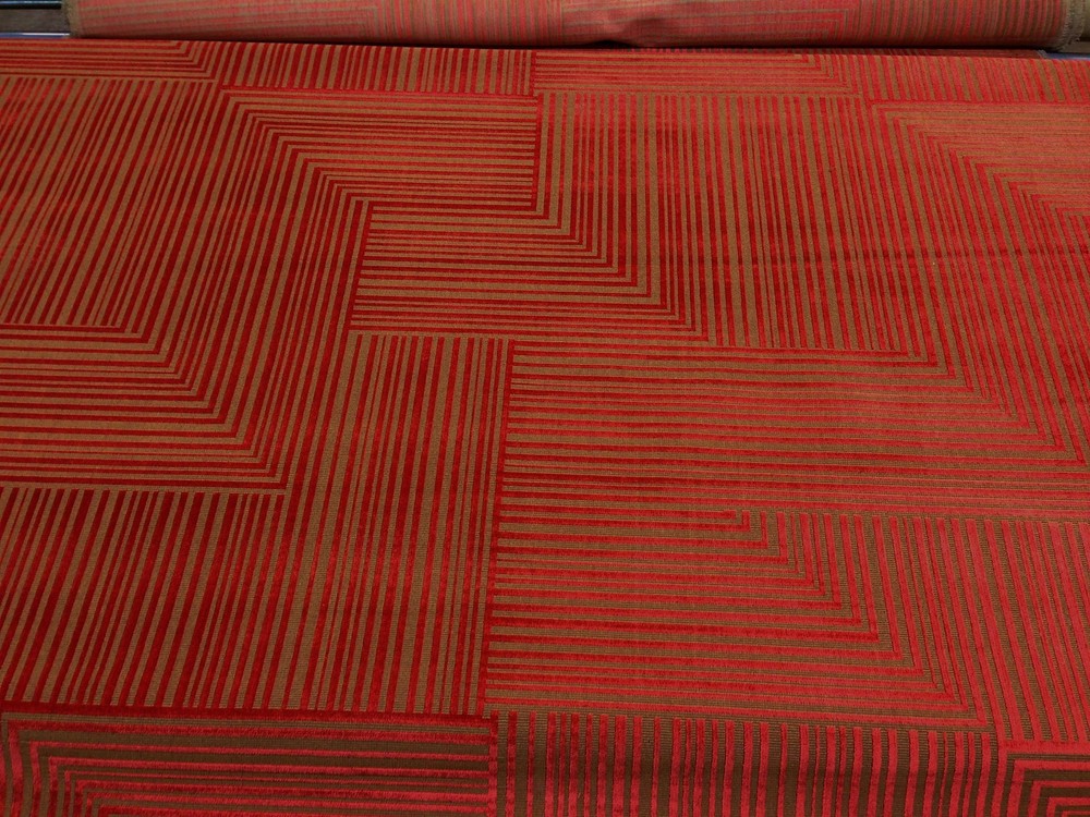 DONGHIA JACKSON CACHE RED VELVET GROS POINT UPHOLSTERY FABRIC BY THE YARD 48″W