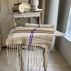 Antique homespun Plain Hemp Linen Bolt PER YARD Organic Fabric PURPLE and blue
