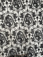 55 Inch Lace Fabric Soft Black Skull Lace Fabric Cross Floral Tulle Fabric for D
