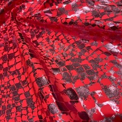 Animal Print Metallic Vibrant Red Snake Fabric 50″ wide Swimsuit Spandex By Yard