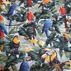 Vintage Fabric Springs Wings Of Paradise Parrots Birds Butterflies 34×45″ Cotton